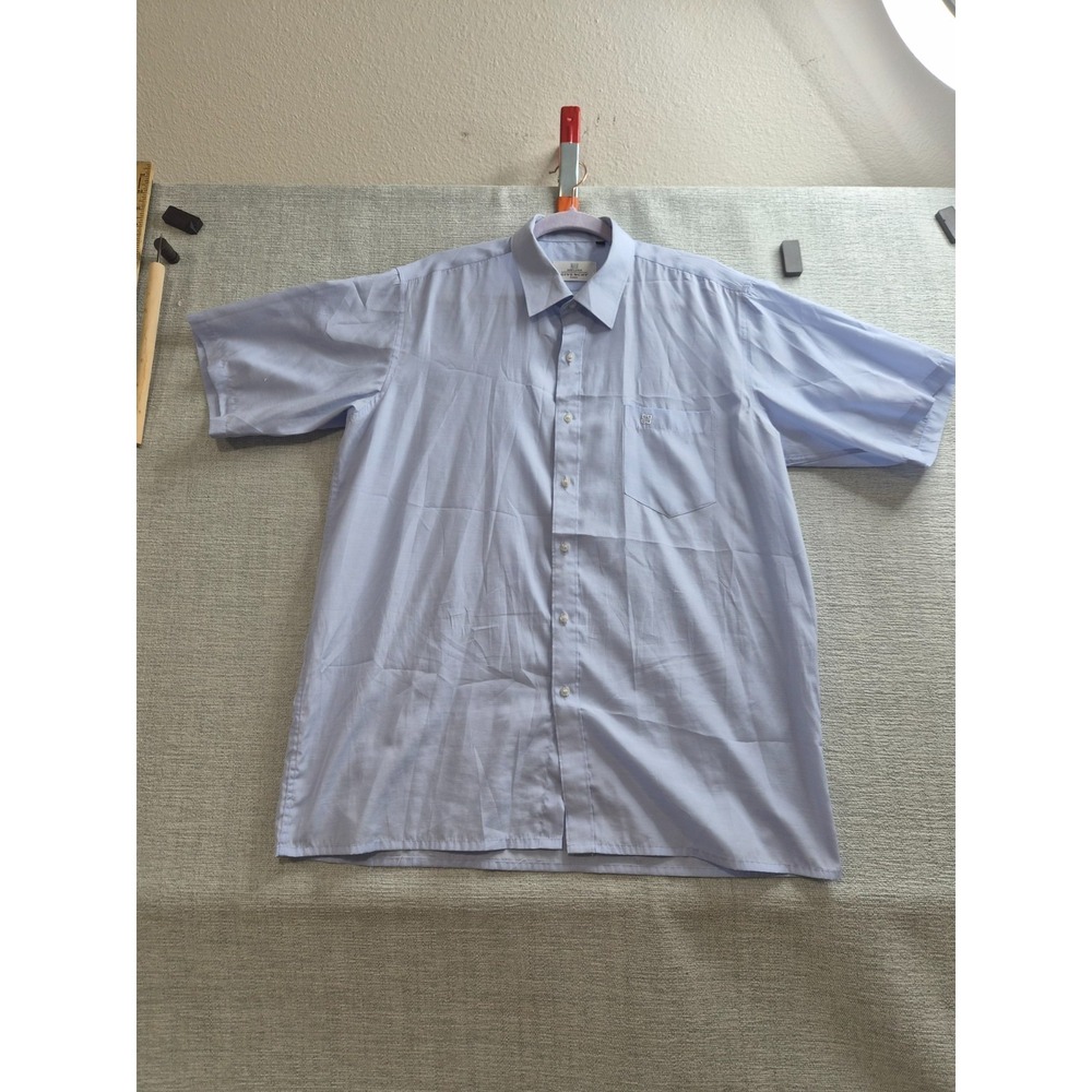 Givenchy Gentleman Shirt Mens Blue Cotton Logo Casual Short Sleeve Button Up